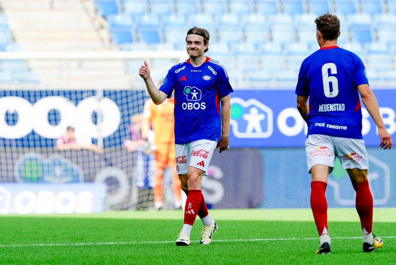 Daniel Håkans med tommel opp etter å ha scora mot Sandnes Ulf tidligere i år (Foto: Terje Pedersen / NTB)